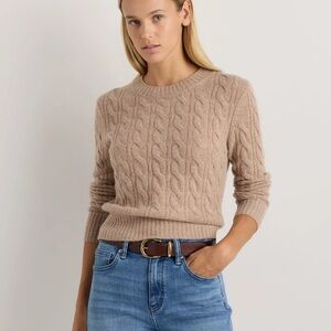 Mongolian Cashmere Shrunken Cable Crewneck Sweater NWT